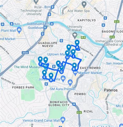 solaire to bgc|Google Maps.